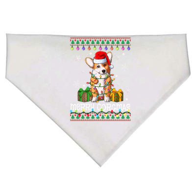 Merry Corgmas Santa Corgi Xmas Lights Ugly Christmas Sweater Gift USA-Made Doggie Bandana