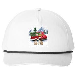 Merry Christmas Santa French Bulldog Red Truck Xmas Tree Cute Gift Snapback Five-Panel Rope Hat