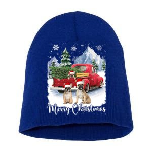 Merry Christmas Santa French Bulldog Red Truck Xmas Tree Cute Gift Short Acrylic Beanie