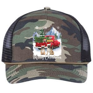 Merry Christmas Santa French Bulldog Red Truck Xmas Tree Cute Gift Retro Rope Trucker Hat Cap