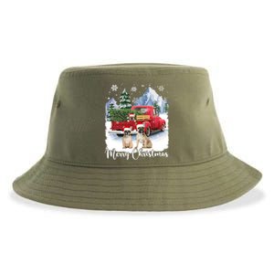 Merry Christmas Santa French Bulldog Red Truck Xmas Tree Cute Gift Sustainable Bucket Hat