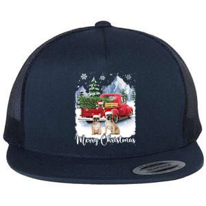 Merry Christmas Santa French Bulldog Red Truck Xmas Tree Cute Gift Flat Bill Trucker Hat