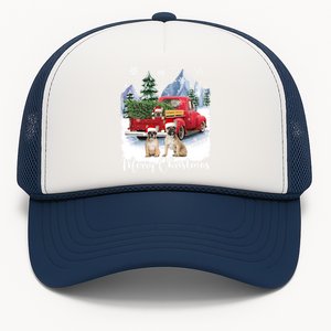 Merry Christmas Santa French Bulldog Red Truck Xmas Tree Cute Gift Trucker Hat