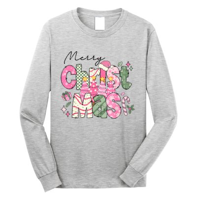 Merry Christmas Santa Hat Xmas Tree Cake Long Sleeve Shirt