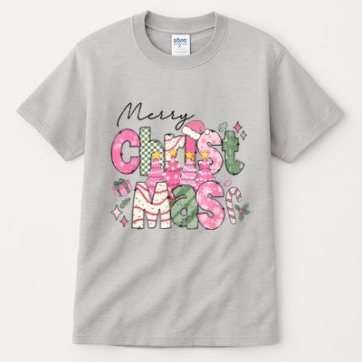 Merry Christmas Santa Hat Xmas Tree Cake Tall T-Shirt
