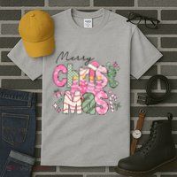Merry Christmas Santa Hat Xmas Tree Cake Tall T-Shirt
