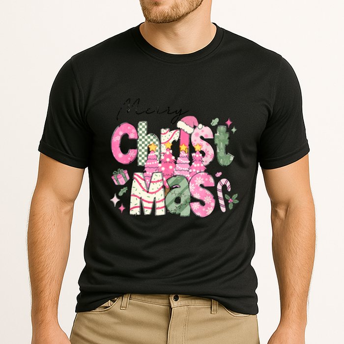 Merry Christmas Santa Hat Xmas Tree Cake Performance Shirt