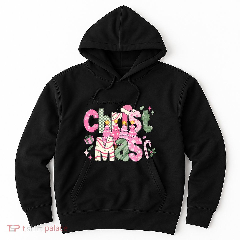 Merry Christmas Santa Hat Xmas Tree Cake Hoodie