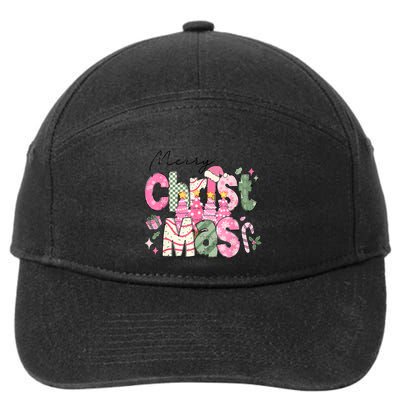 Merry Christmas Santa Hat Xmas Tree Cake 7-Panel Snapback Hat