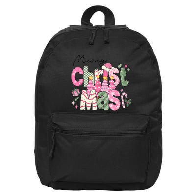Merry Christmas Santa Hat Xmas Tree Cake 16 in Basic Backpack