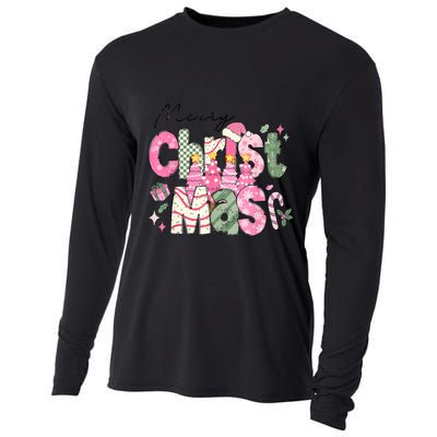 Merry Christmas Santa Hat Xmas Tree Cake Cooling Performance Long Sleeve Crew