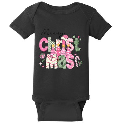 Merry Christmas Santa Hat Xmas Tree Cake Baby Bodysuit