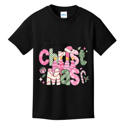 Merry Christmas Santa Hat Xmas Tree Cake Kids T-Shirt