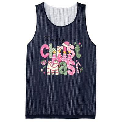 Merry Christmas Santa Hat Xmas Tree Cake Mesh Reversible Basketball Jersey Tank