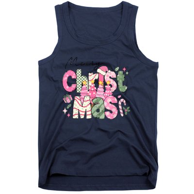 Merry Christmas Santa Hat Xmas Tree Cake Tank Top