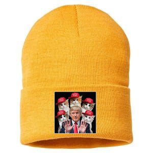 Make Cats Safe Again Trump 2024 Red Hat Make Pets Safe Again Sustainable Knit Beanie