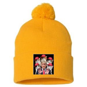 Make Cats Safe Again Trump 2024 Red Hat Make Pets Safe Again Pom Pom 12in Knit Beanie