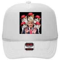 Make Cats Safe Again Trump 2024 Red Hat Make Pets Safe Again High Crown Mesh Back Trucker Hat