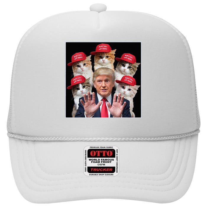 Make Cats Safe Again Trump 2024 Red Hat Make Pets Safe Again High Crown Mesh Back Trucker Hat