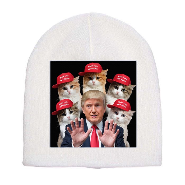 Make Cats Safe Again Trump 2024 Red Hat Make Pets Safe Again Short Acrylic Beanie