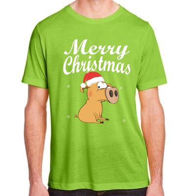 Merry Christmas Santa Hat Pig New Year Gift Idea Meaningful Gift Adult ChromaSoft Performance T-Shirt