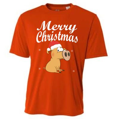 Merry Christmas Santa Hat Pig New Year Gift Idea Meaningful Gift Cooling Performance Crew T-Shirt