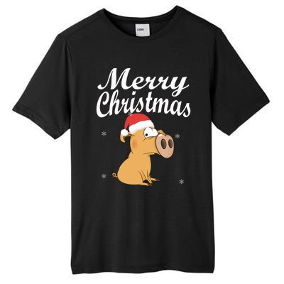 Merry Christmas Santa Hat Pig New Year Gift Idea Meaningful Gift Tall Fusion ChromaSoft Performance T-Shirt