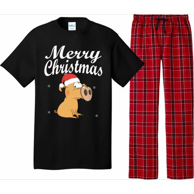 Merry Christmas Santa Hat Pig New Year Gift Idea Meaningful Gift Pajama Set