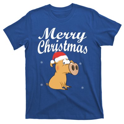 Merry Christmas Santa Hat Pig New Year Gift Idea Meaningful Gift T-Shirt