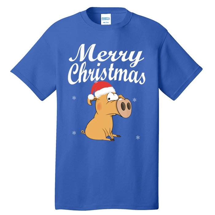 Merry Christmas Santa Hat Pig New Year Gift Idea Meaningful Gift Tall T-Shirt