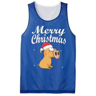 Merry Christmas Santa Hat Pig New Year Gift Idea Meaningful Gift Mesh Reversible Basketball Jersey Tank