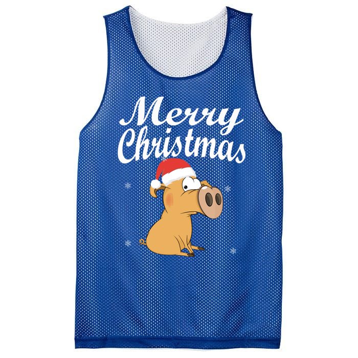 Merry Christmas Santa Hat Pig New Year Gift Idea Meaningful Gift Mesh Reversible Basketball Jersey Tank