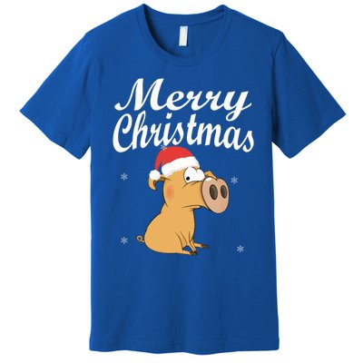 Merry Christmas Santa Hat Pig New Year Gift Idea Meaningful Gift Premium T-Shirt