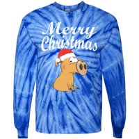 Merry Christmas Santa Hat Pig New Year Gift Idea Meaningful Gift Tie-Dye Long Sleeve Shirt