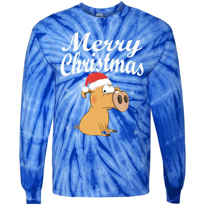 Merry Christmas Santa Hat Pig New Year Gift Idea Meaningful Gift Tie-Dye Long Sleeve Shirt