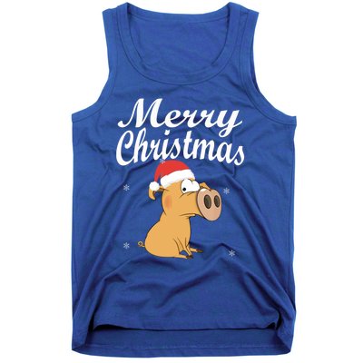 Merry Christmas Santa Hat Pig New Year Gift Idea Meaningful Gift Tank Top