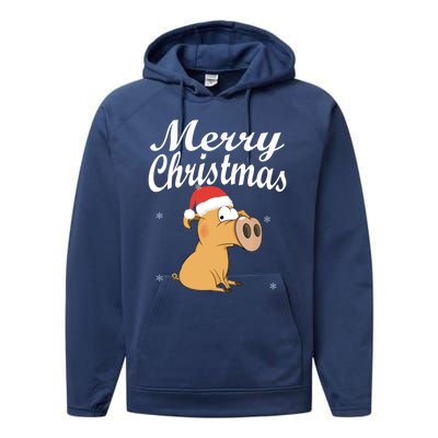 Merry Christmas Santa Hat Pig New Year Gift Idea Meaningful Gift Performance Fleece Hoodie