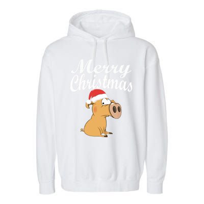 Merry Christmas Santa Hat Pig New Year Gift Idea Meaningful Gift Garment-Dyed Fleece Hoodie