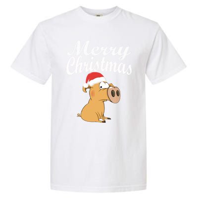 Merry Christmas Santa Hat Pig New Year Gift Idea Meaningful Gift Garment-Dyed Heavyweight T-Shirt