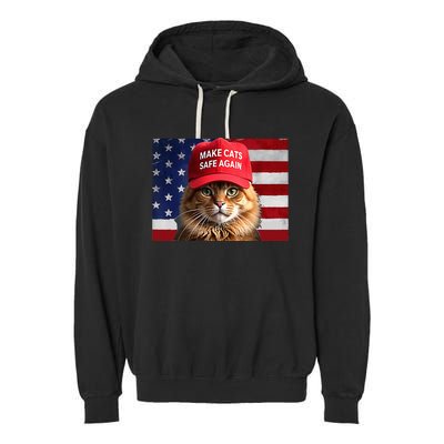 Make Cats Safe Again Red Hat 2024 Debate Funny Garment-Dyed Fleece Hoodie