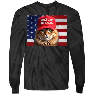 Make Cats Safe Again Red Hat 2024 Debate Funny Tie-Dye Long Sleeve Shirt