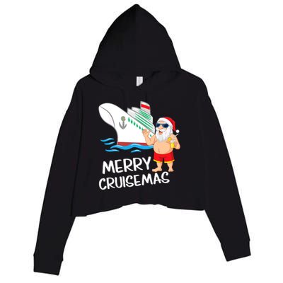 Merry Cruisemas Santa Claus Christmas Family Cruise Graphic Crop Fleece Hoodie