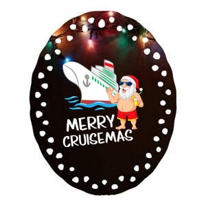 Merry Cruisemas Santa Claus Christmas Family Cruise Graphic Ceramic Oval Ornament