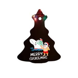 Merry Cruisemas Santa Claus Christmas Family Cruise Graphic Ceramic Tree Ornament