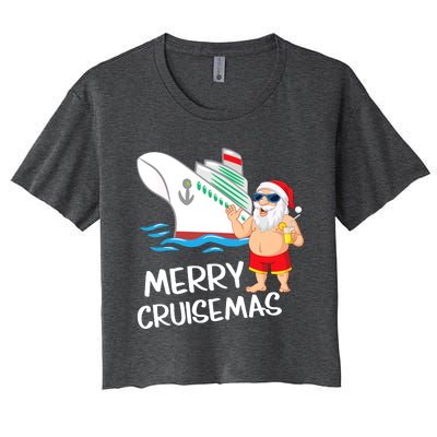 Merry Cruisemas Santa Claus Christmas Family Cruise Graphic Women's Crop Top Tee