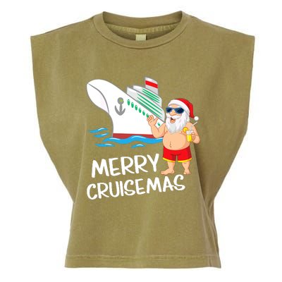 Merry Cruisemas Santa Claus Christmas Family Cruise Graphic Garment-Dyed Women's Muscle Tee