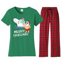 Merry Cruisemas Santa Claus Christmas Family Cruise Graphic Women's Flannel Pajama Set