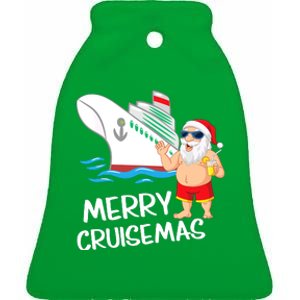 Merry Cruisemas Santa Claus Christmas Family Cruise Graphic Ceramic Bell Ornament