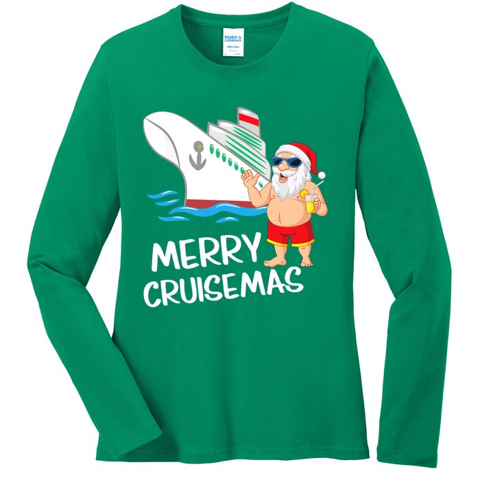 Merry Cruisemas Santa Claus Christmas Family Cruise Graphic Ladies Long Sleeve Shirt