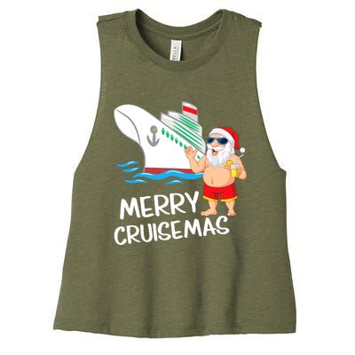 Merry Cruisemas Santa Claus Christmas Family Cruise Graphic Women's Racerback Cropped Tank